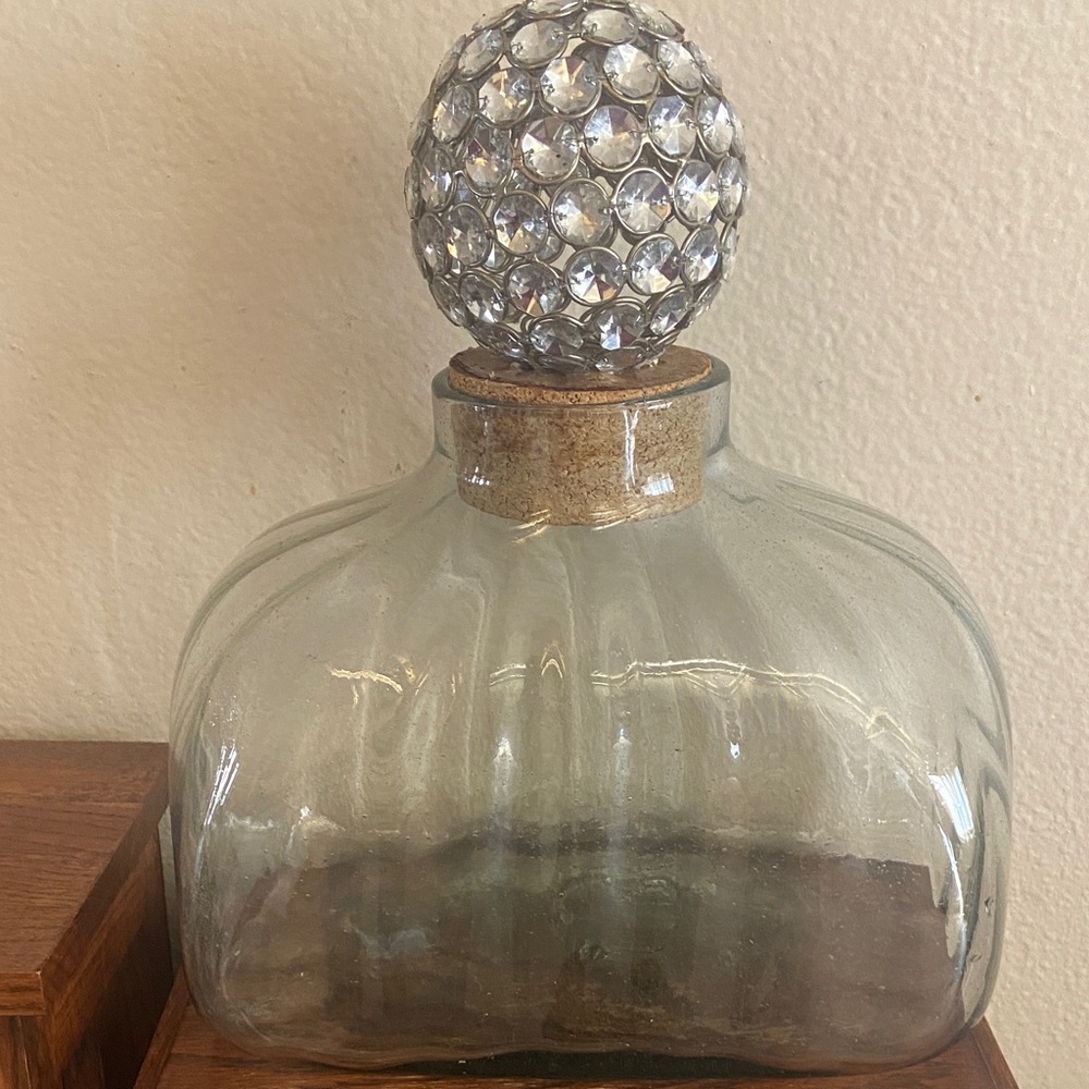 Vintage 80s Apothecary Thick Glass with Crystal & Cork Stopper